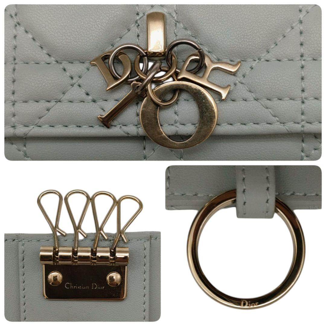 ディオール　キーケース　キーリング　カナージュ　ライトブルー　ディオールチャーム