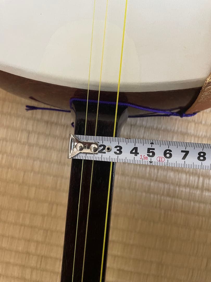 三味線　紫檀 金細　18k印　破れなし