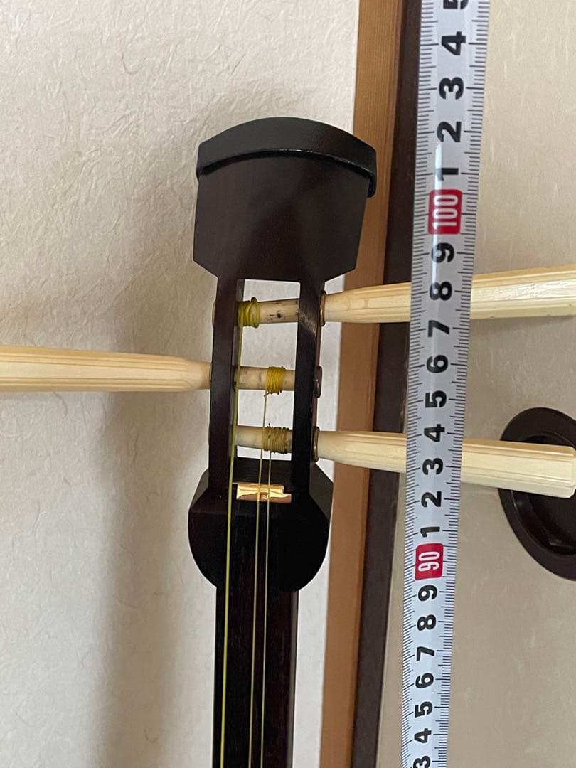 三味線　紫檀 金細　18k印　破れなし