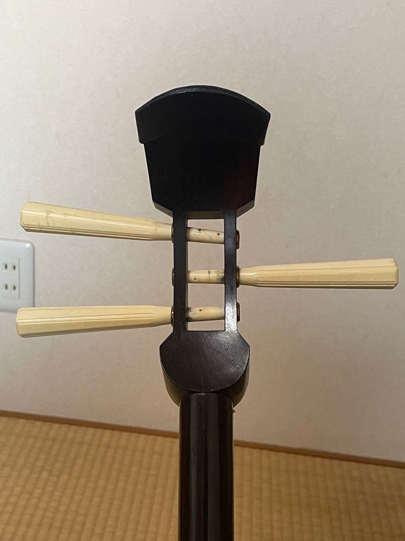 三味線　紫檀 金細　18k印　破れなし