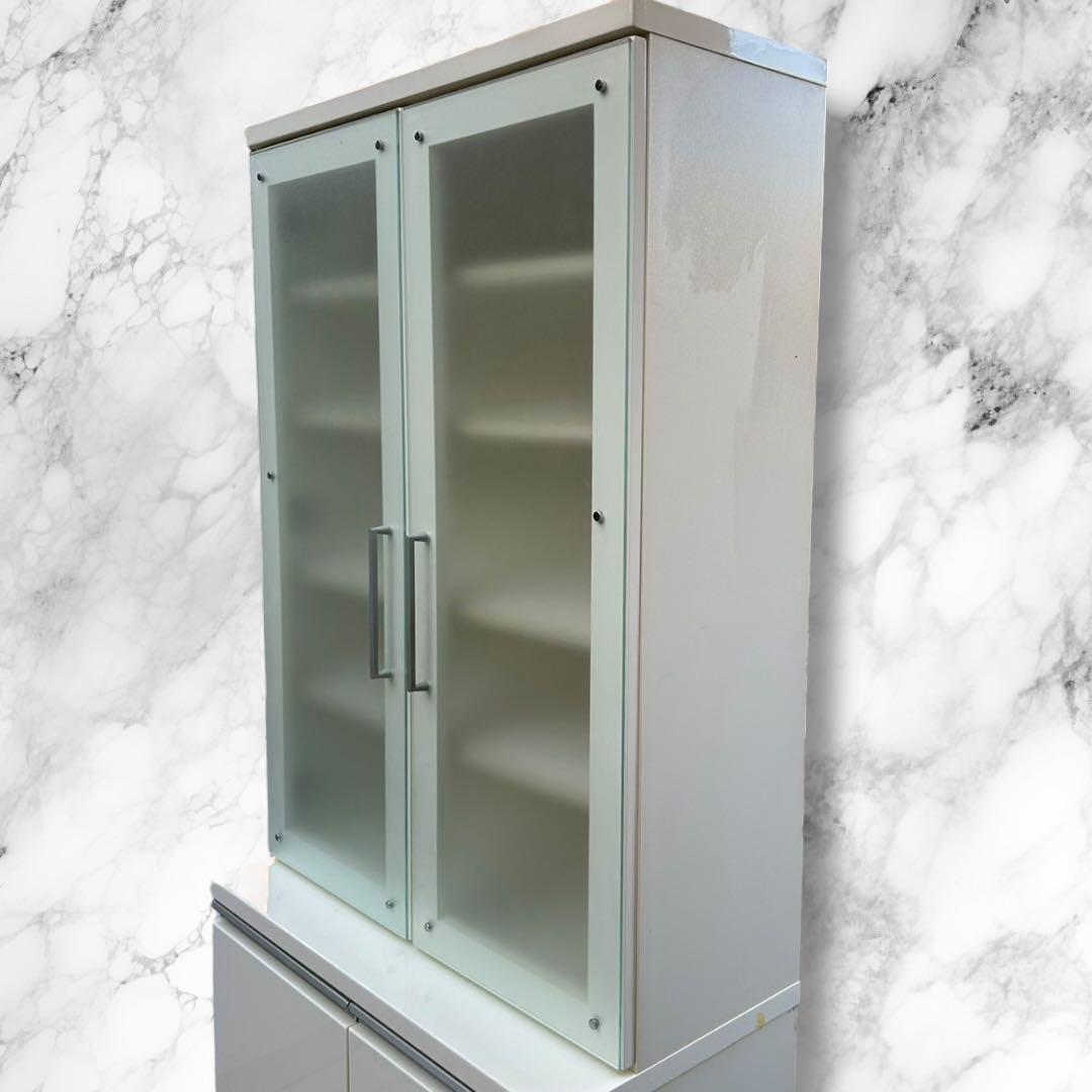 【大容量ホワイト食器棚】幅約80cm／高さ約205cm／キッチンボード