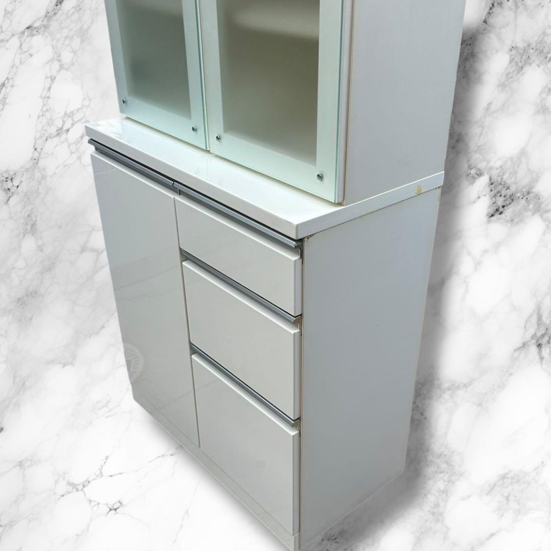 【大容量ホワイト食器棚】幅約80cm／高さ約205cm／キッチンボード