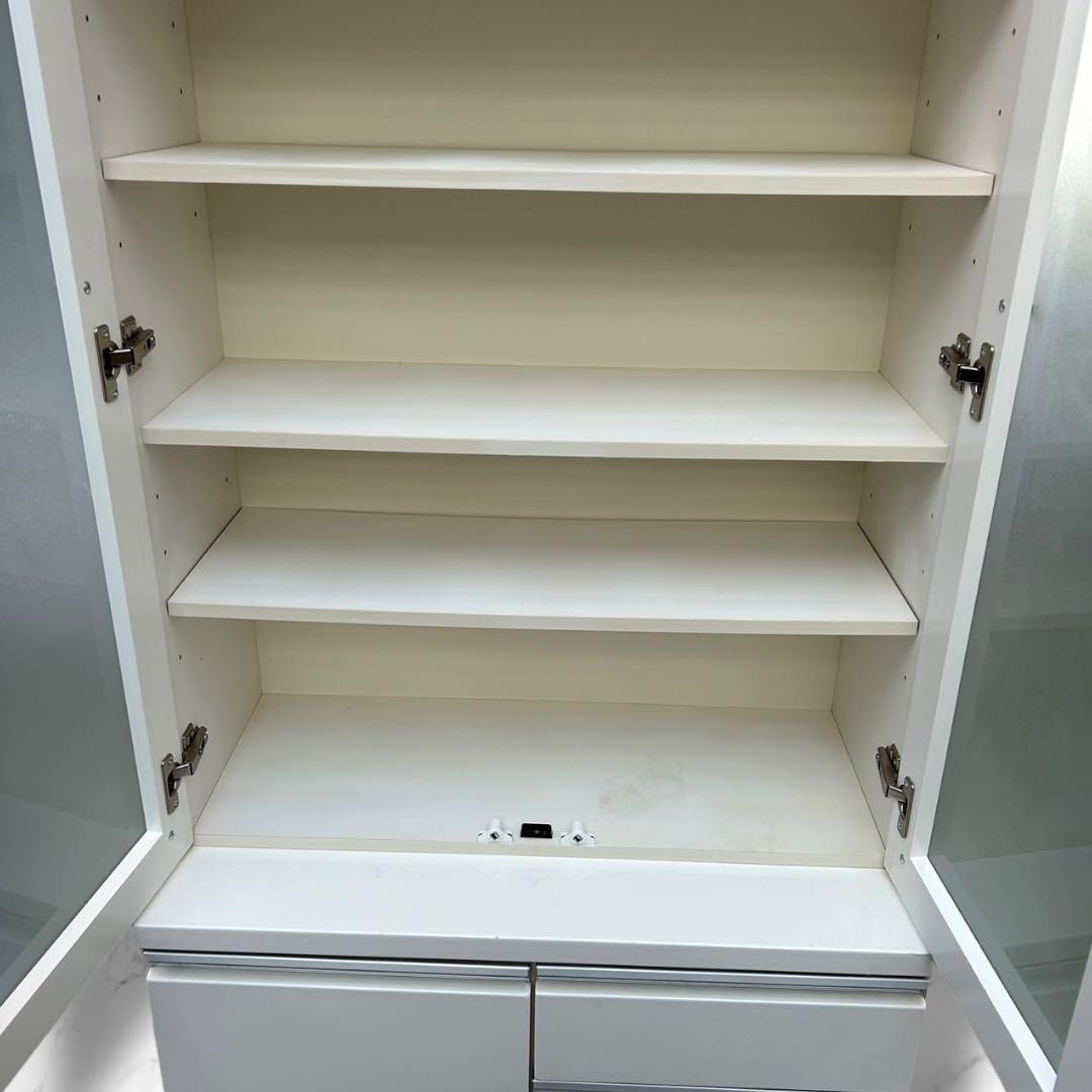 【大容量ホワイト食器棚】幅約80cm／高さ約205cm／キッチンボード