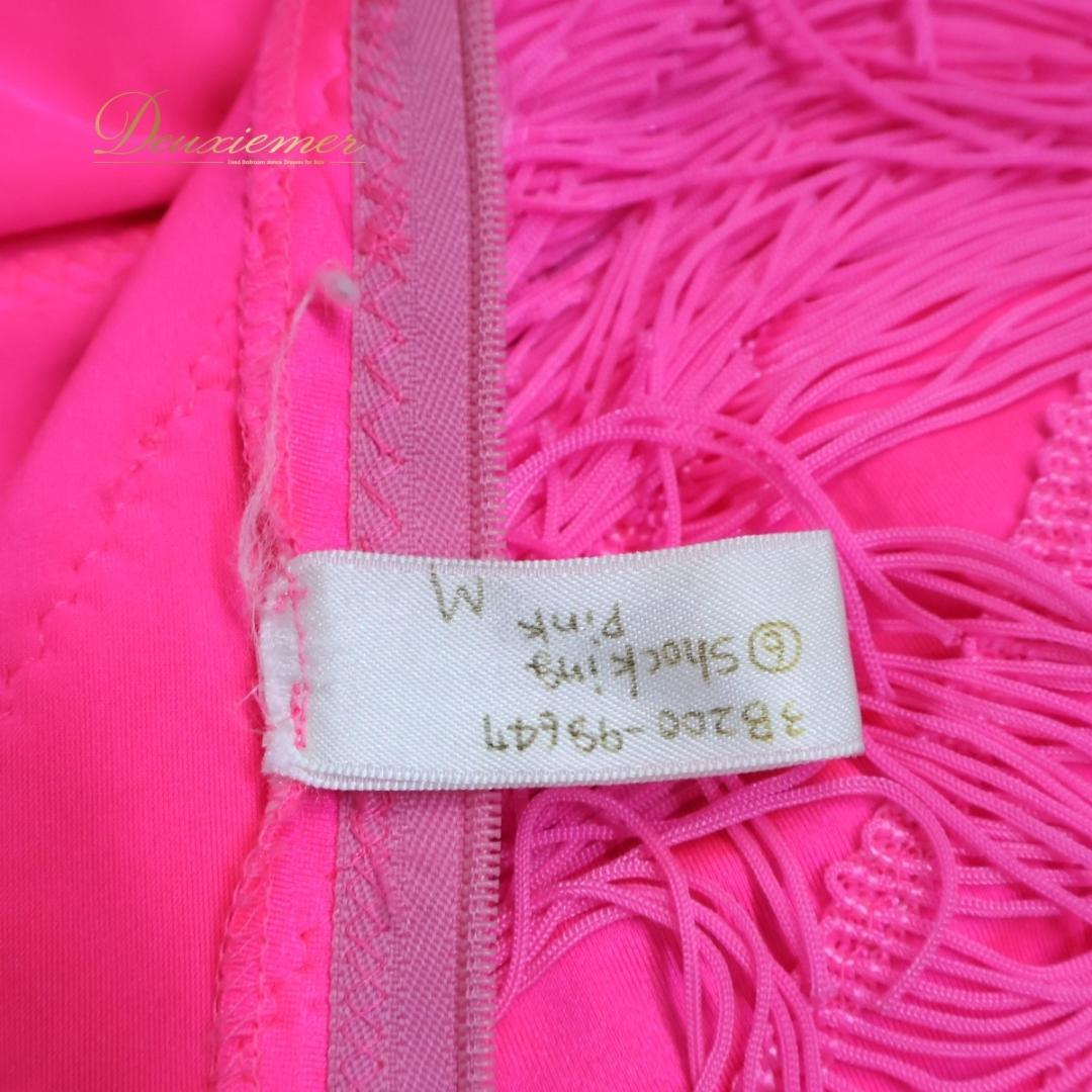 社交ダンス衣装】ピンク ラテン ドレス ワンピース フリンジ 蛍光 デモ