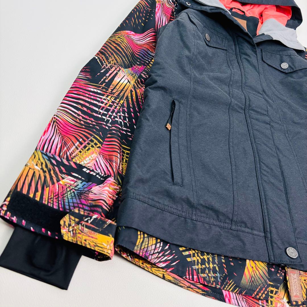 2477【極美品】ROXY ロキシー 上下セット スノボウェア 総柄 ブラック