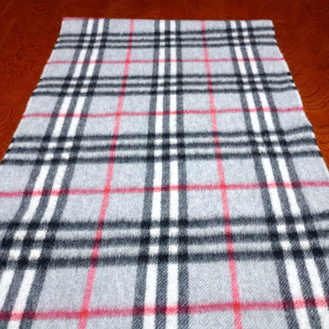 美品☆Burberry チェック柄マフラー グレー カシミヤ