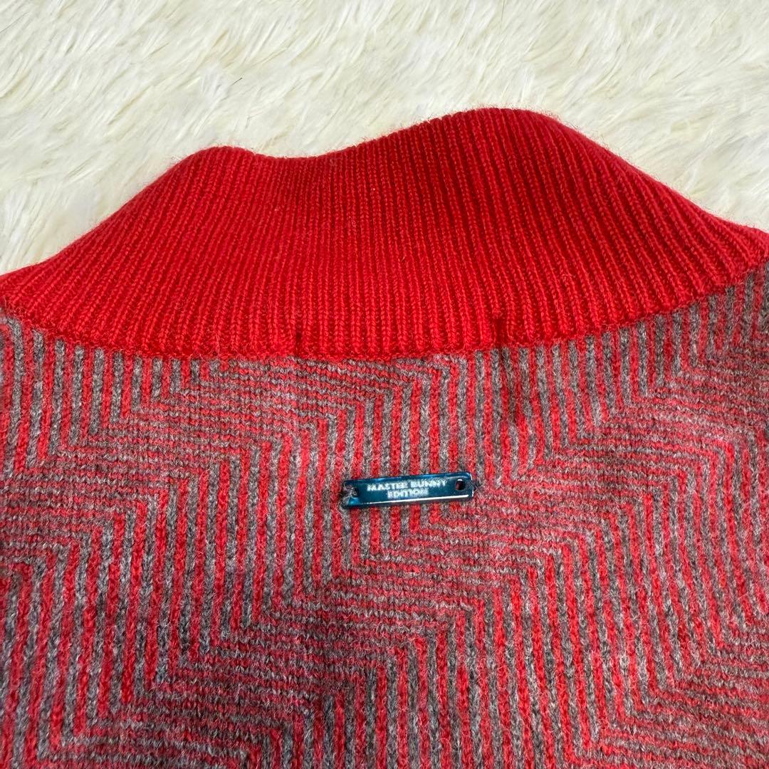 【マスターバニー】美品 ジップジャケット ニット レッド 4サイズ メンズ