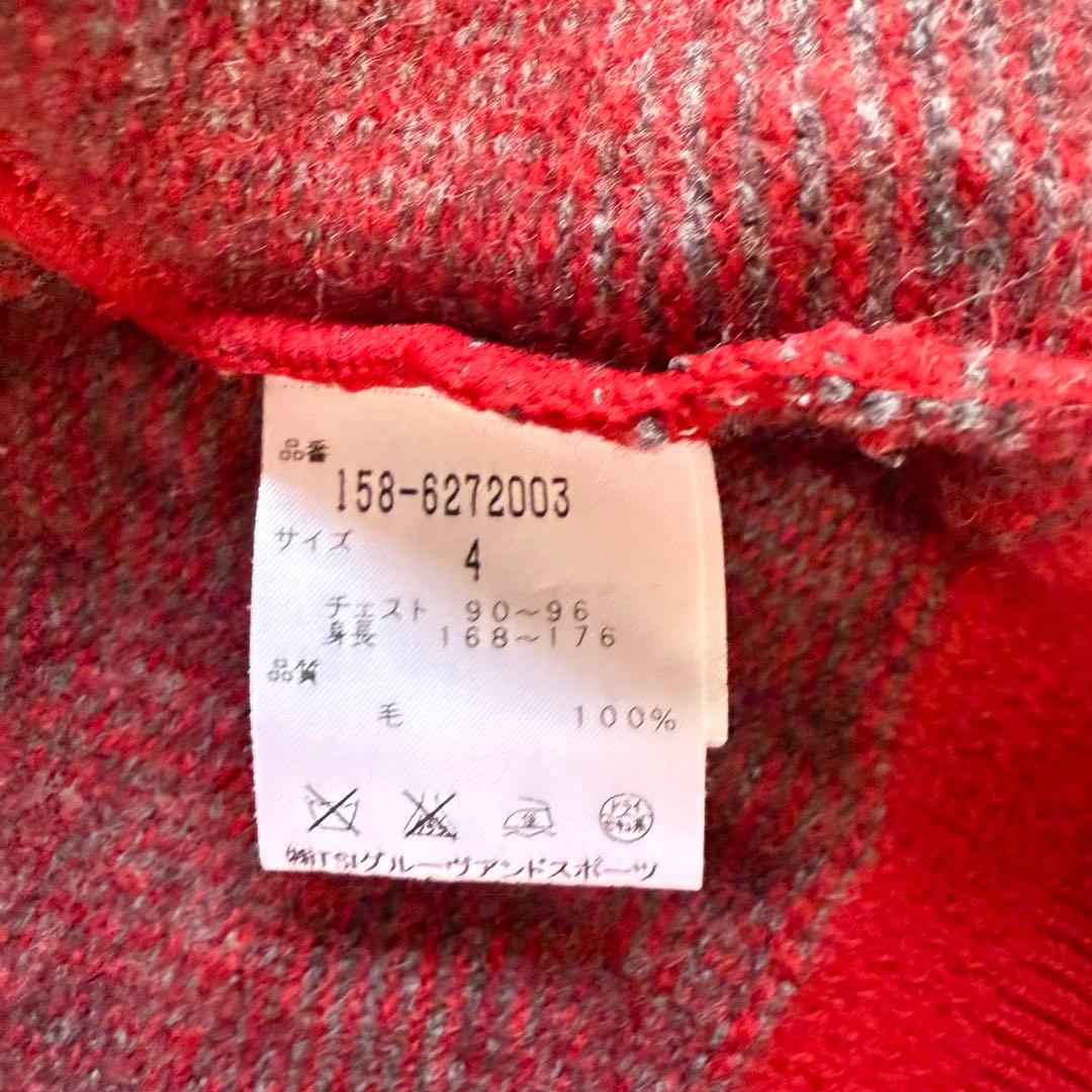 【マスターバニー】美品 ジップジャケット ニット レッド 4サイズ メンズ