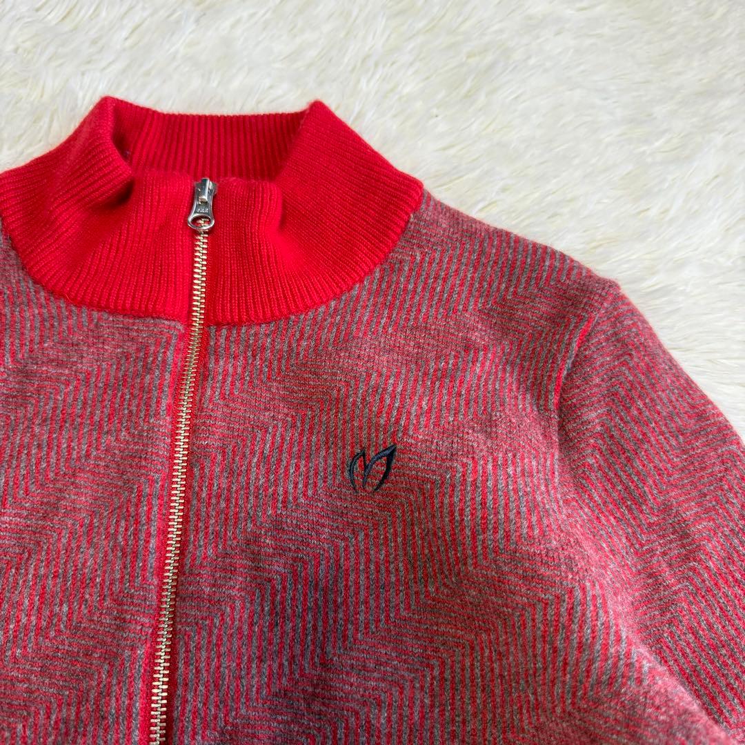 【マスターバニー】美品 ジップジャケット ニット レッド 4サイズ メンズ