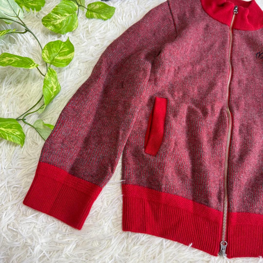 【マスターバニー】美品 ジップジャケット ニット レッド 4サイズ メンズ