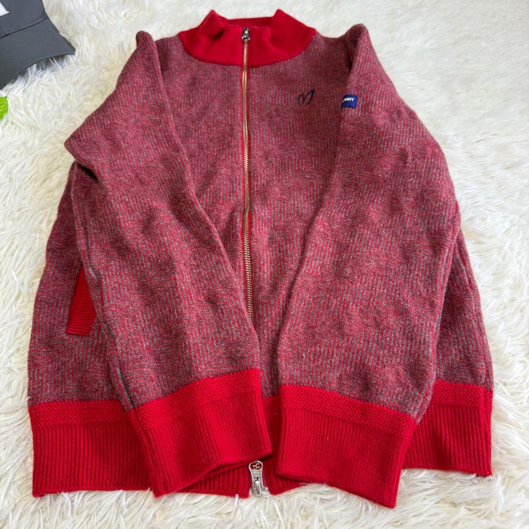 【マスターバニー】美品 ジップジャケット ニット レッド 4サイズ メンズ
