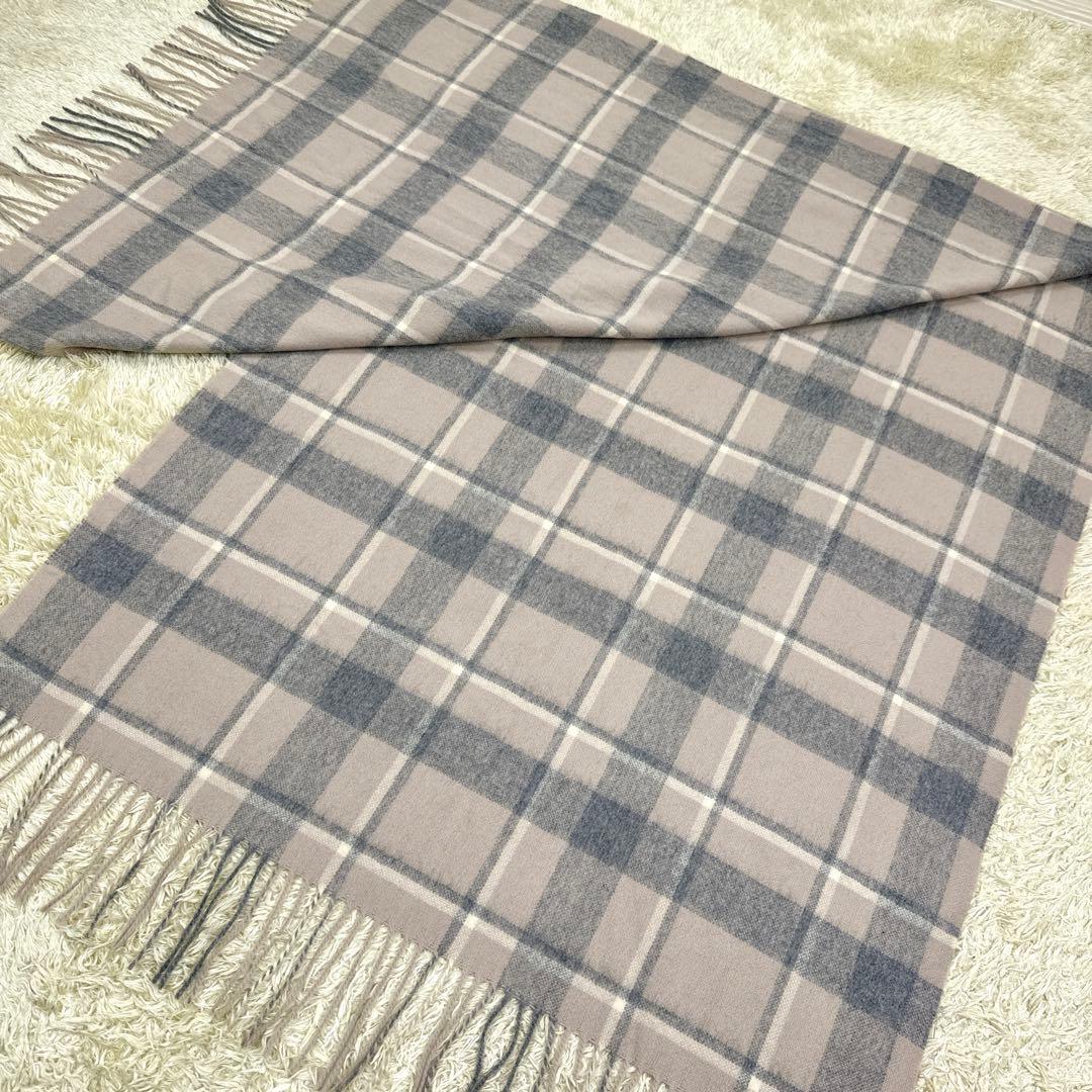 とこ様✨未使用級✨23区　カシミヤ100%　大判グレージュグレーチェックストール