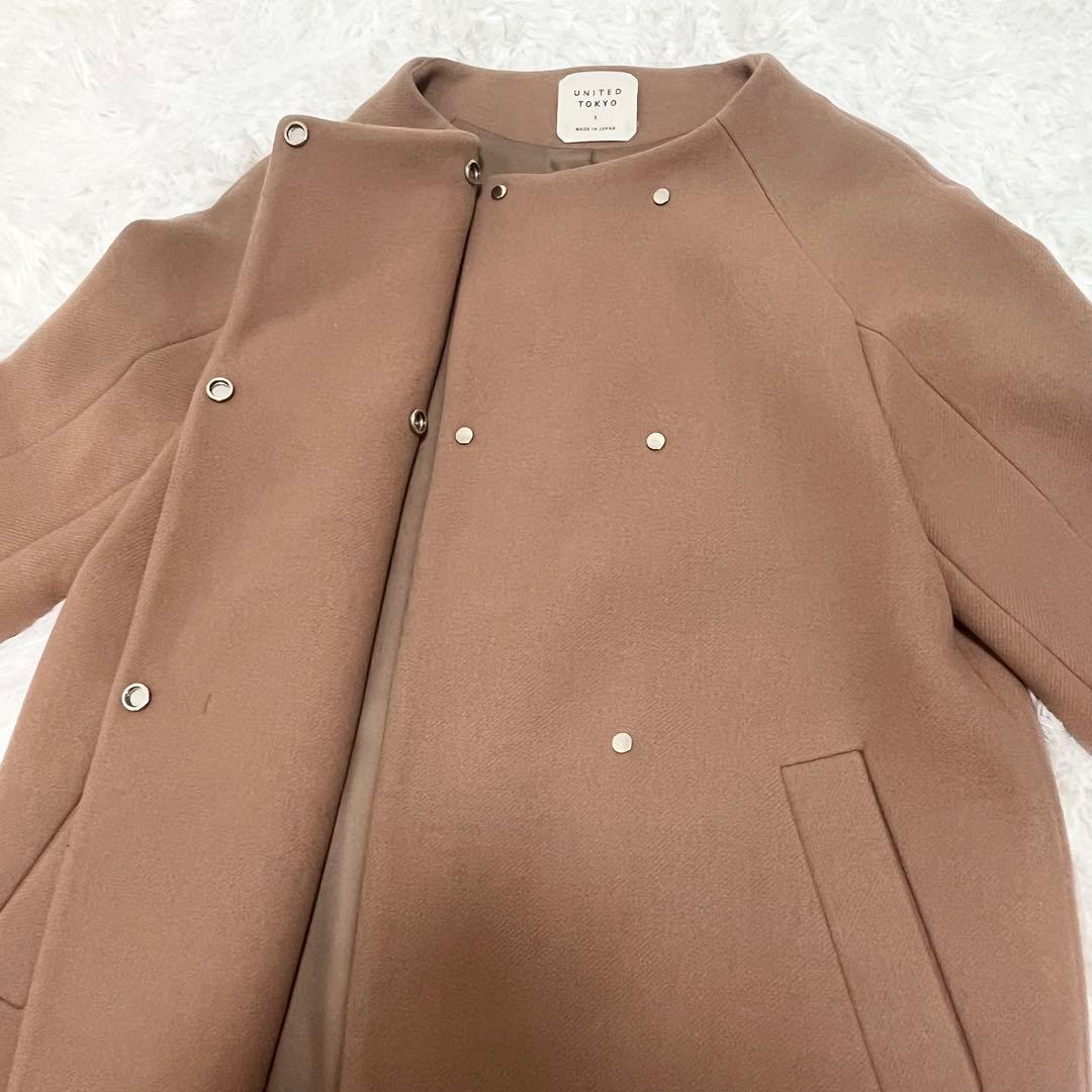 ユナイテッドトウキョウ カシミヤ混 ハイネックコクーンコート ノー