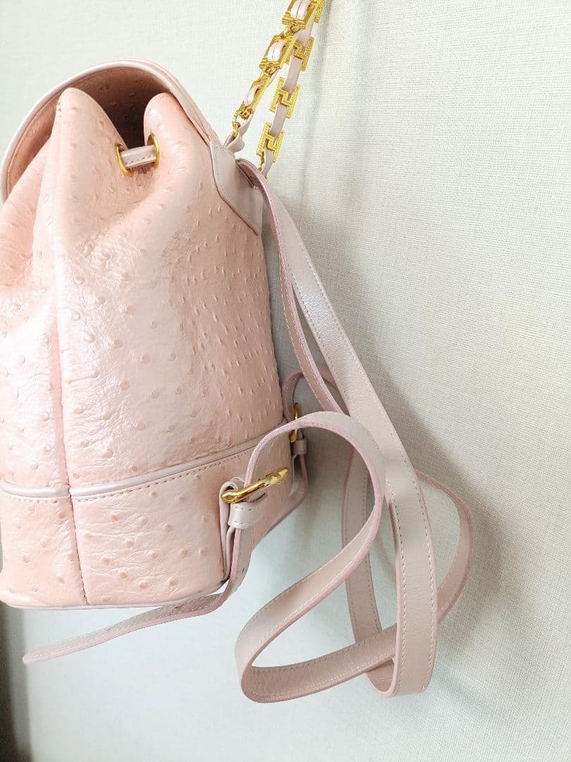 新品 GIANNI VERSACE ピンク オーストリッチ リュック