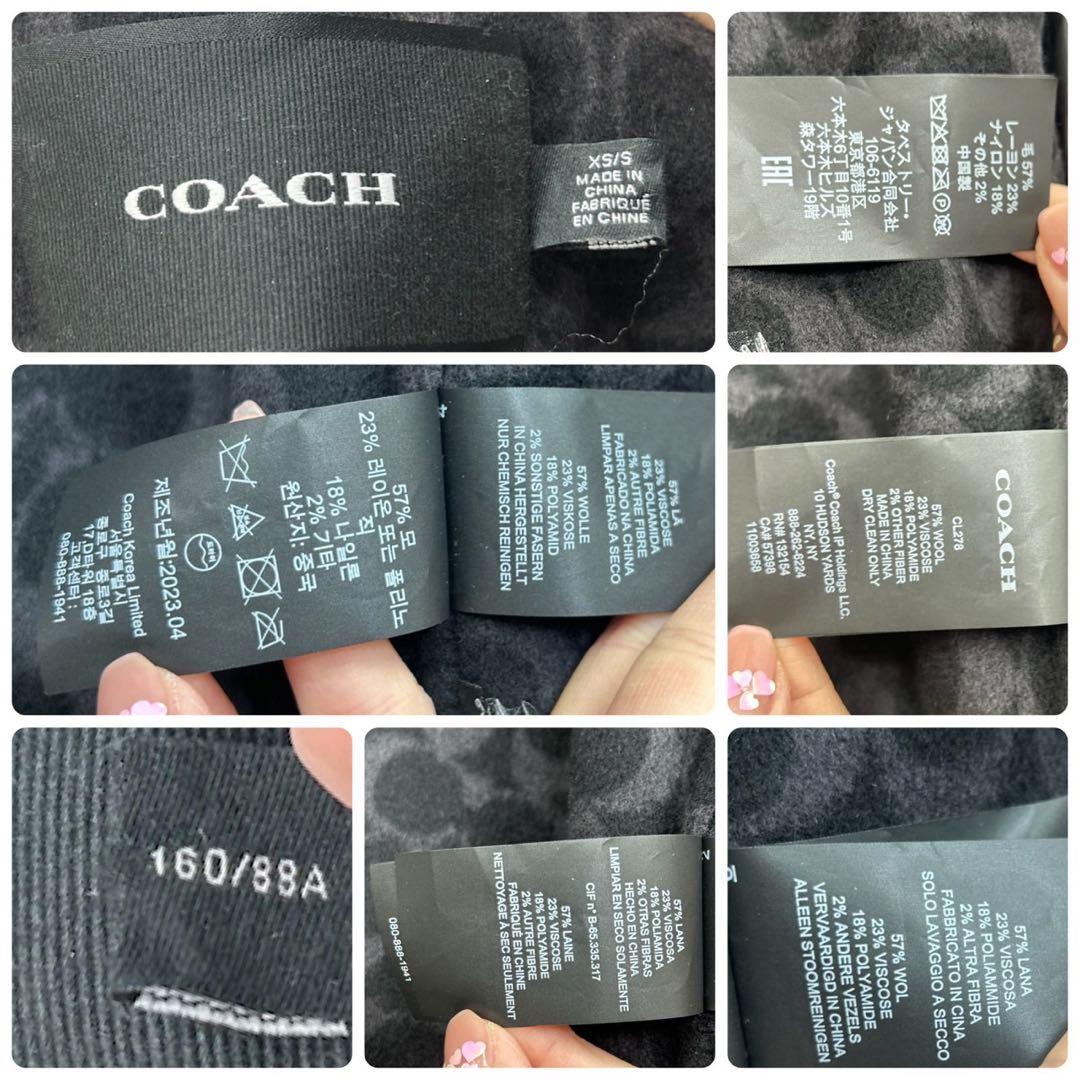 E624 美品 XS コーチ ポンチョ風 シグネチャー ケープコート