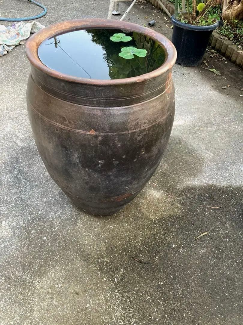 【存在感抜群】特大 古い甕 貯蔵壺 古民具 時代物 陶器 ブラック61センチ