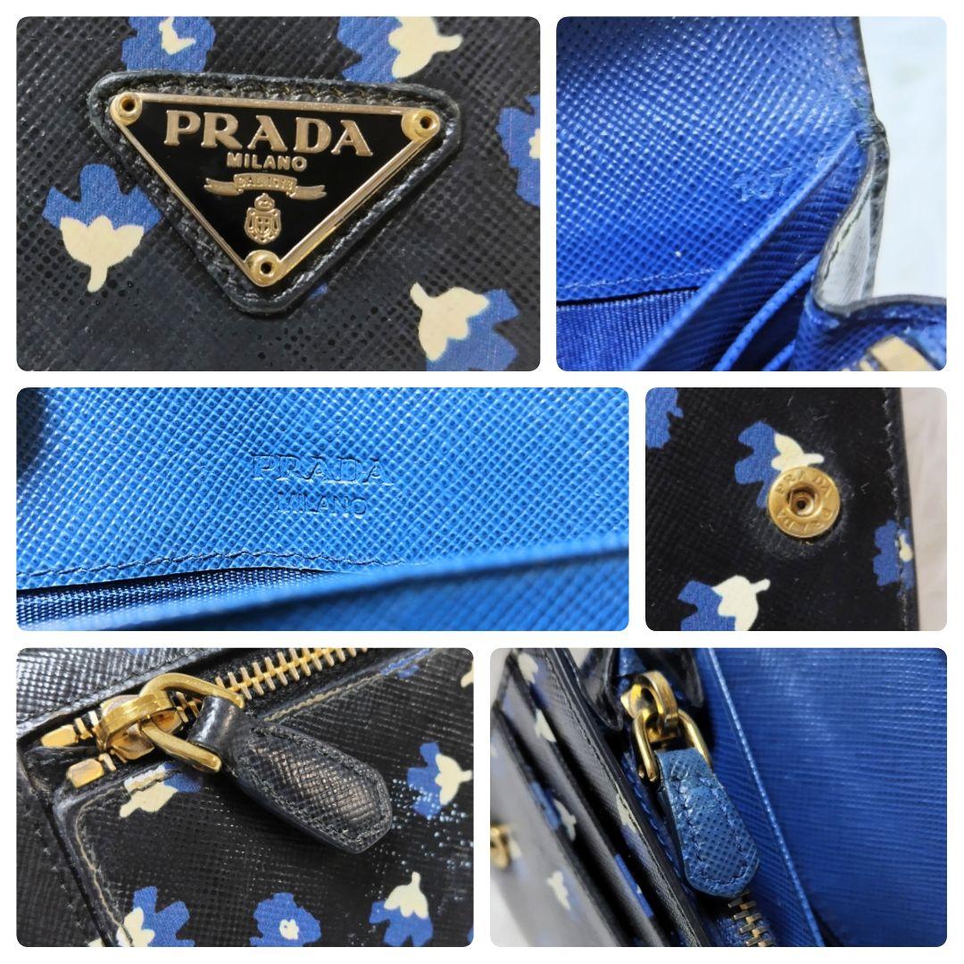 レア希少✨プラダ◇パスケース付きフラップ長財布 三角ロゴ花柄バイ