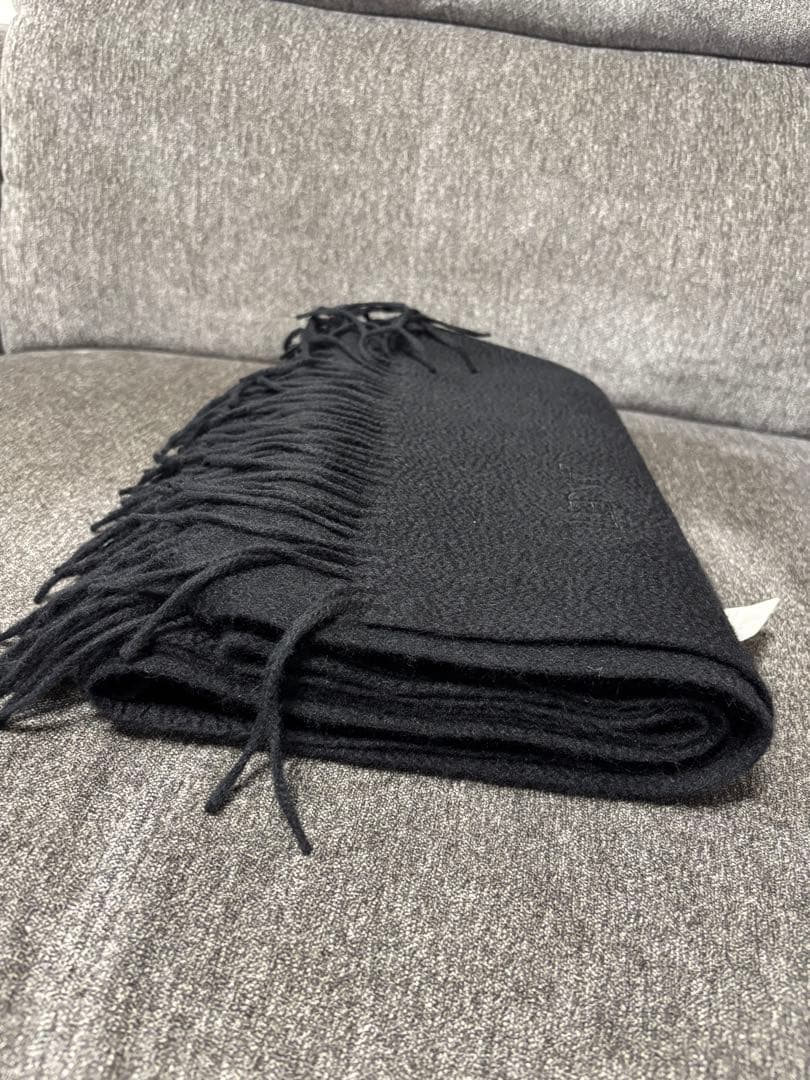 LANCETTI イタリア　カシミア100 大判　ストール　マフラー　ブラック