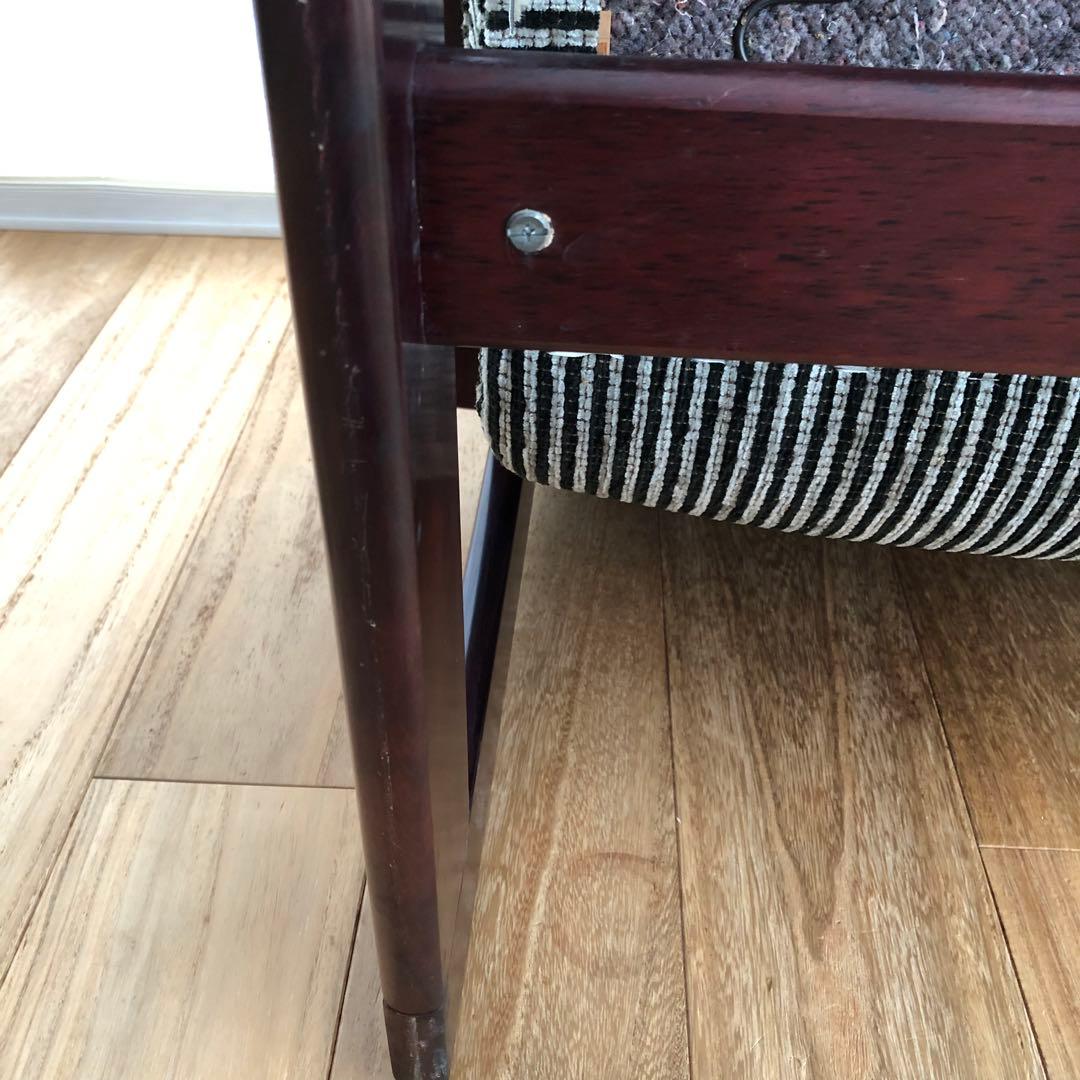 KARIMOKU ストライプ 1人掛けソファ　カリモク家具　ブラックグレー