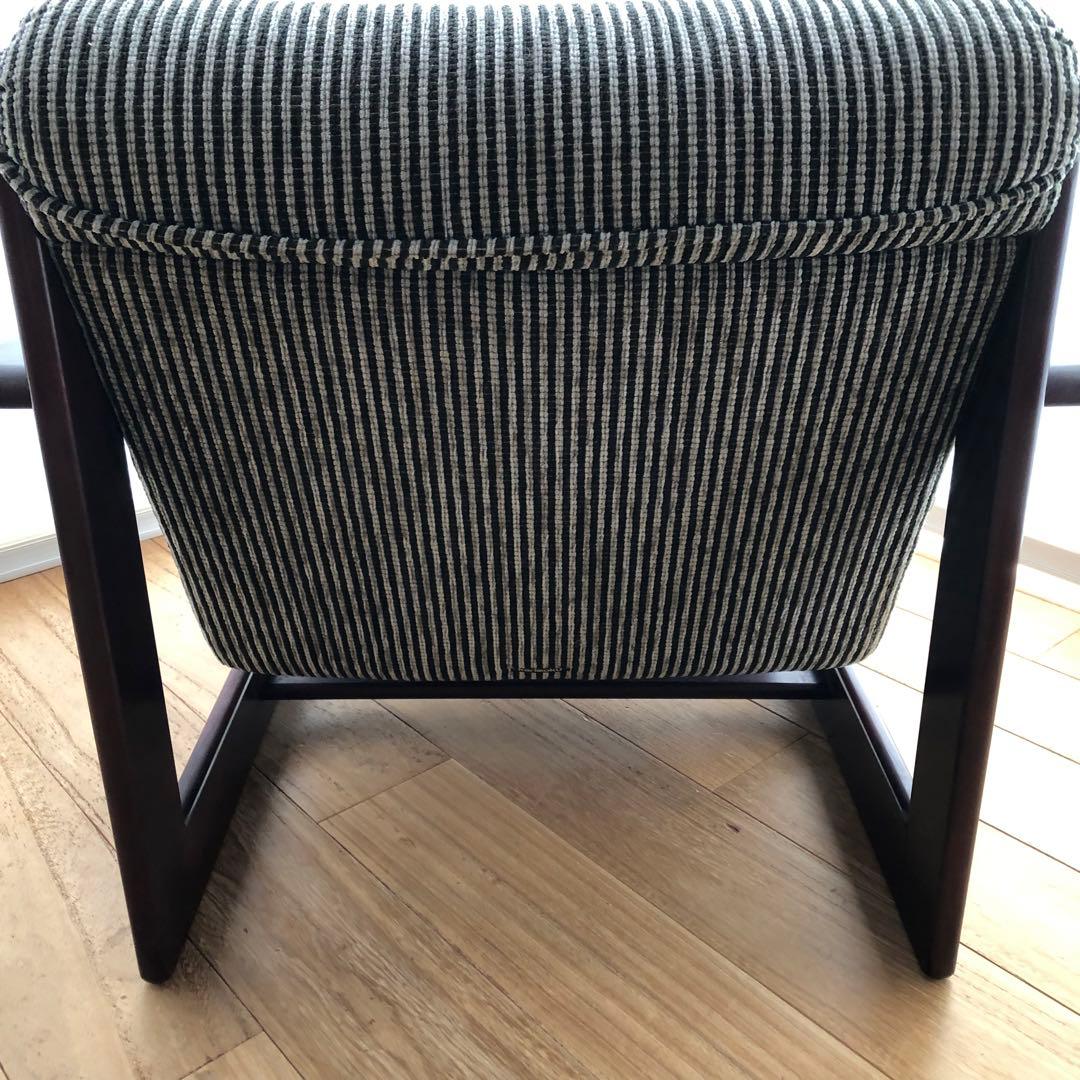 KARIMOKU ストライプ 1人掛けソファ　カリモク家具　ブラックグレー