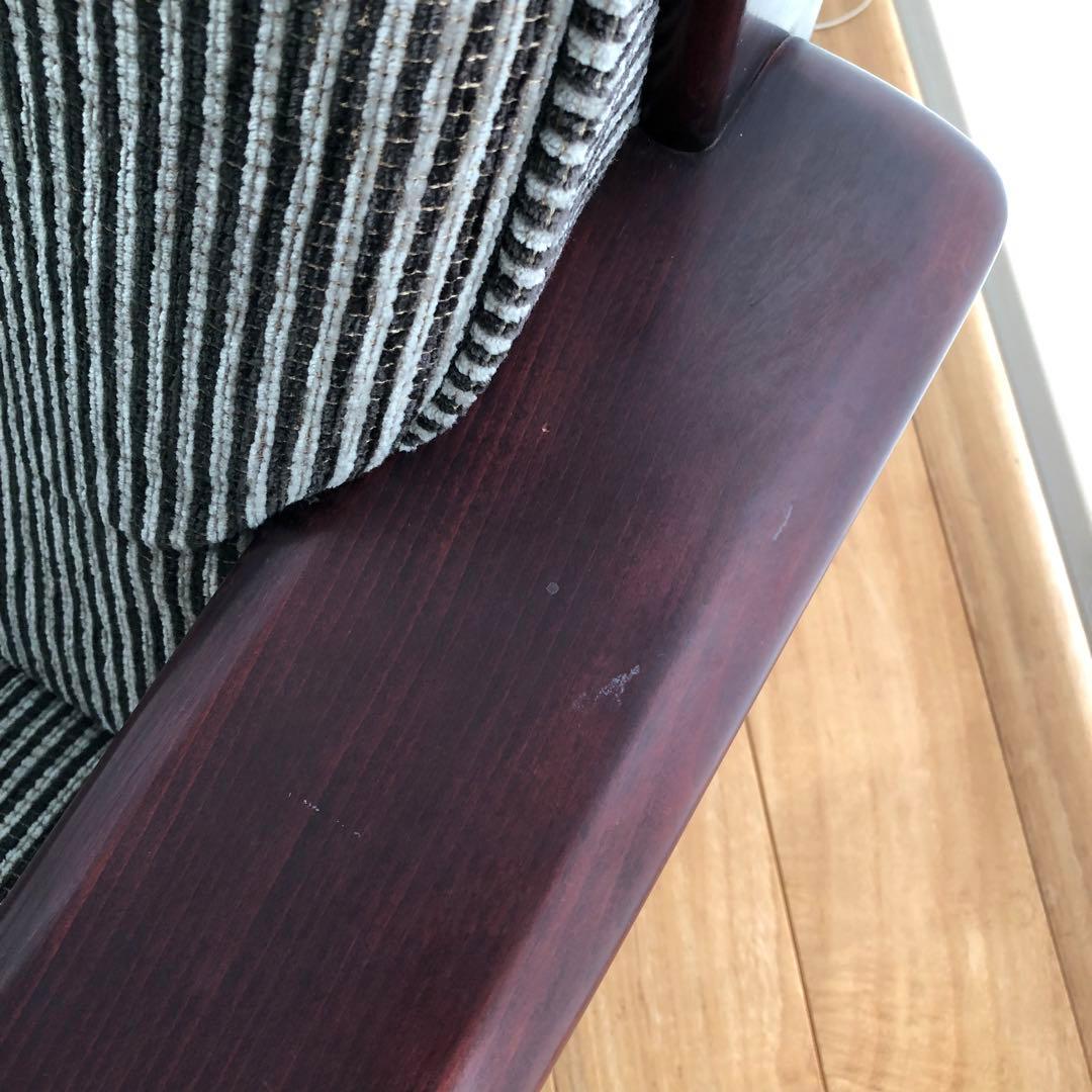 KARIMOKU ストライプ 1人掛けソファ　カリモク家具　ブラックグレー