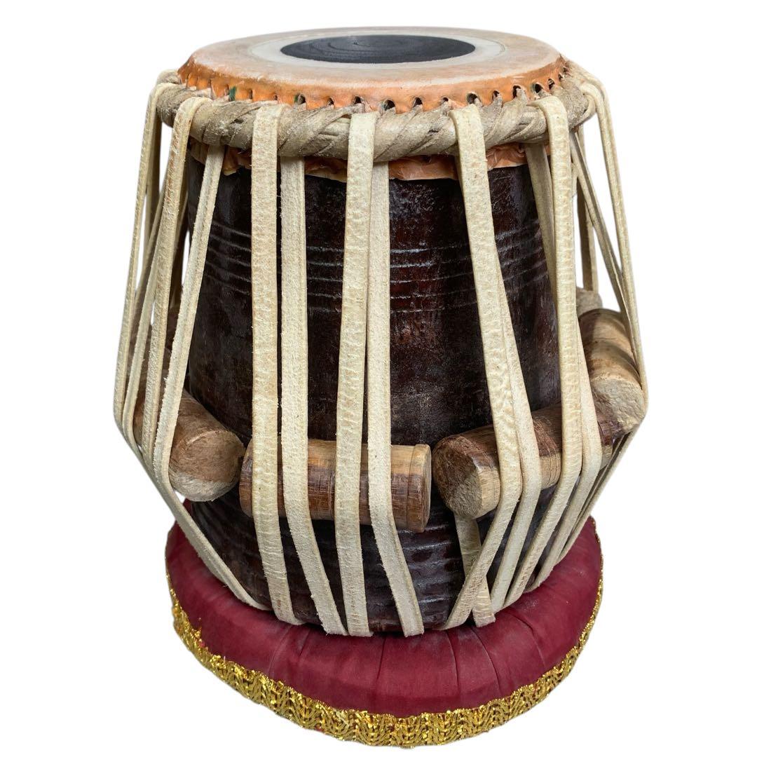 【希少】インド打楽器 タブラ&バヤンセット 台座付き