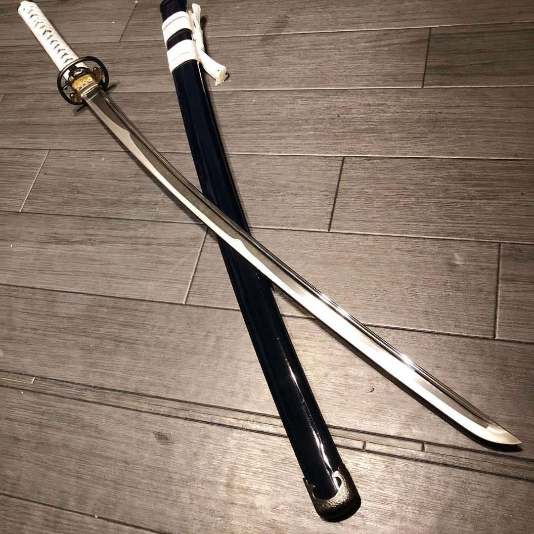 高級模造刀 高級居合刀 樋入り 優勢刃紋刀身 白拵え 亜合金