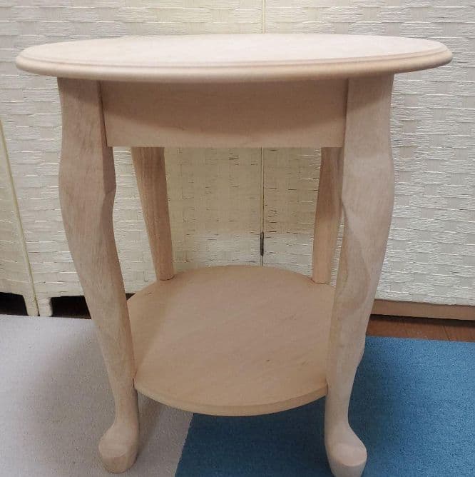 トールペイント# 白木# ラウンドエンドテーブル#未使用#