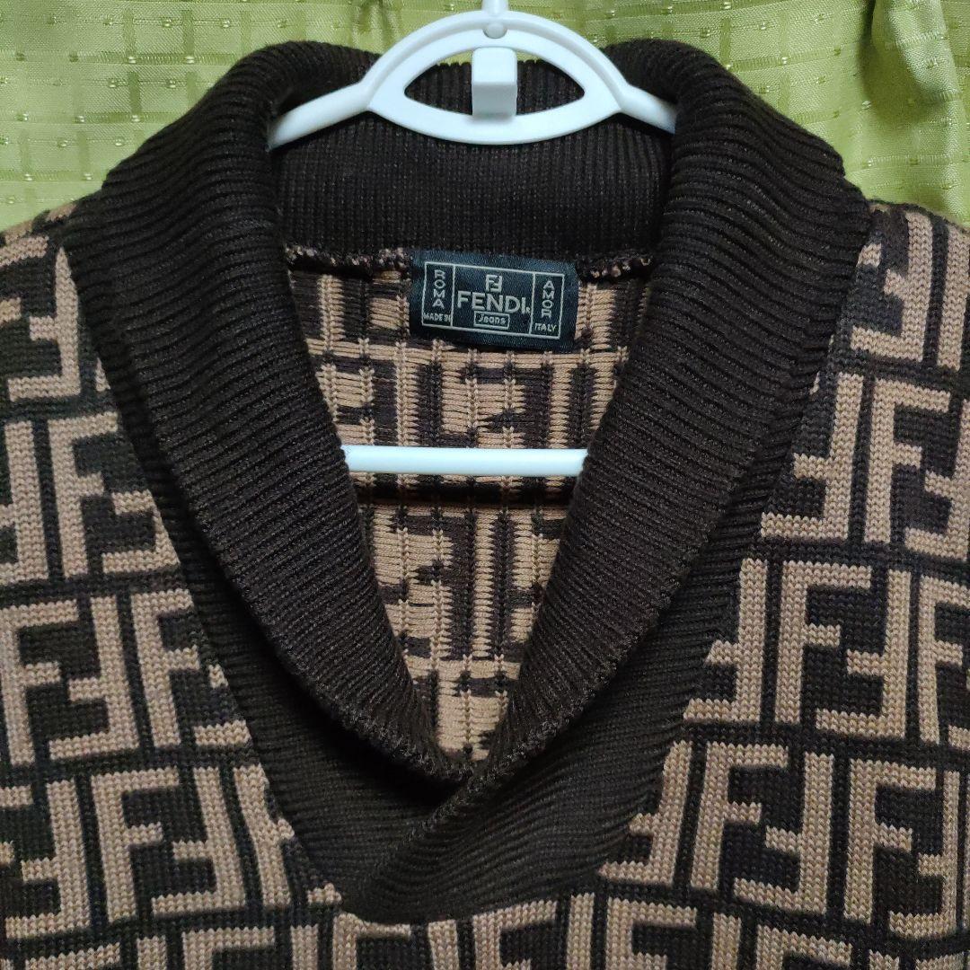 FENDI フェンディ ズッカ柄 チェック柄 ニット セーター ブラウン