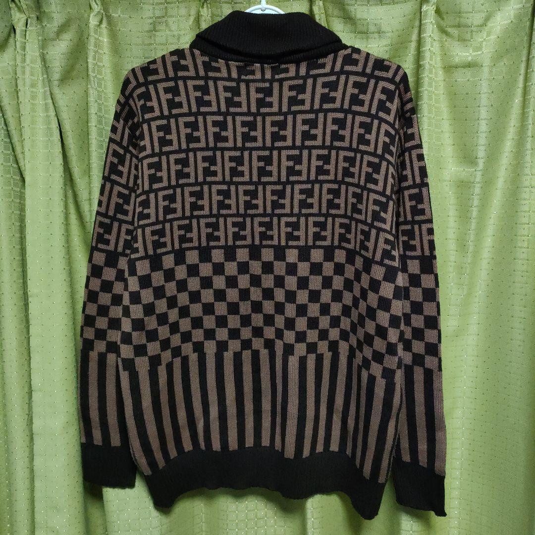 FENDI フェンディ ズッカ柄 チェック柄 ニット セーター ブラウン