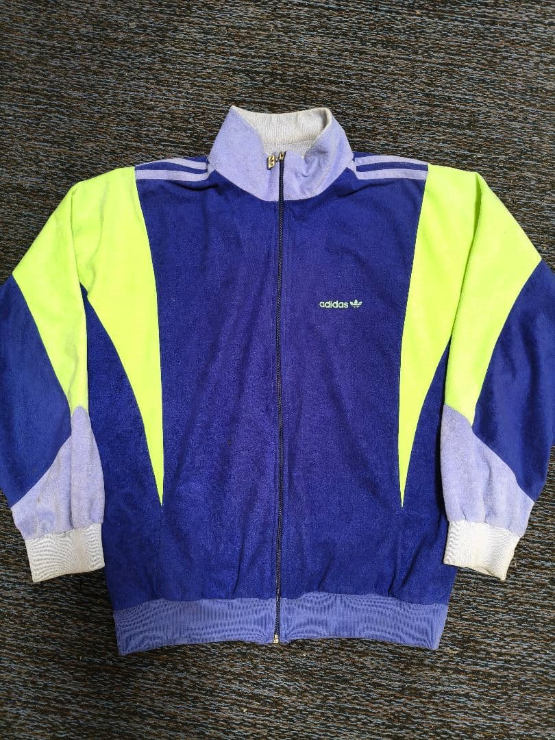 古着80sヴィンテージadidasベロアトラックジャケットtunisia製銀タグ