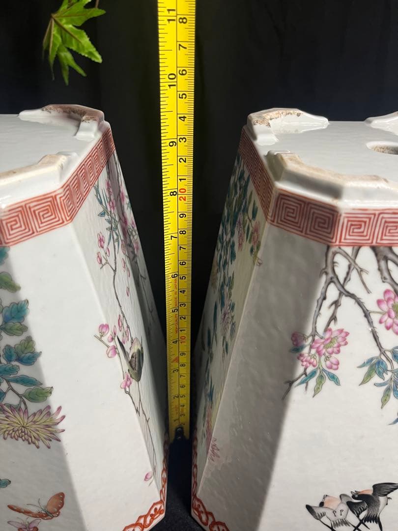 中国美術 磁器 粉彩古盆器 植木本 盆栽鉢 古陶磁器 2点セット