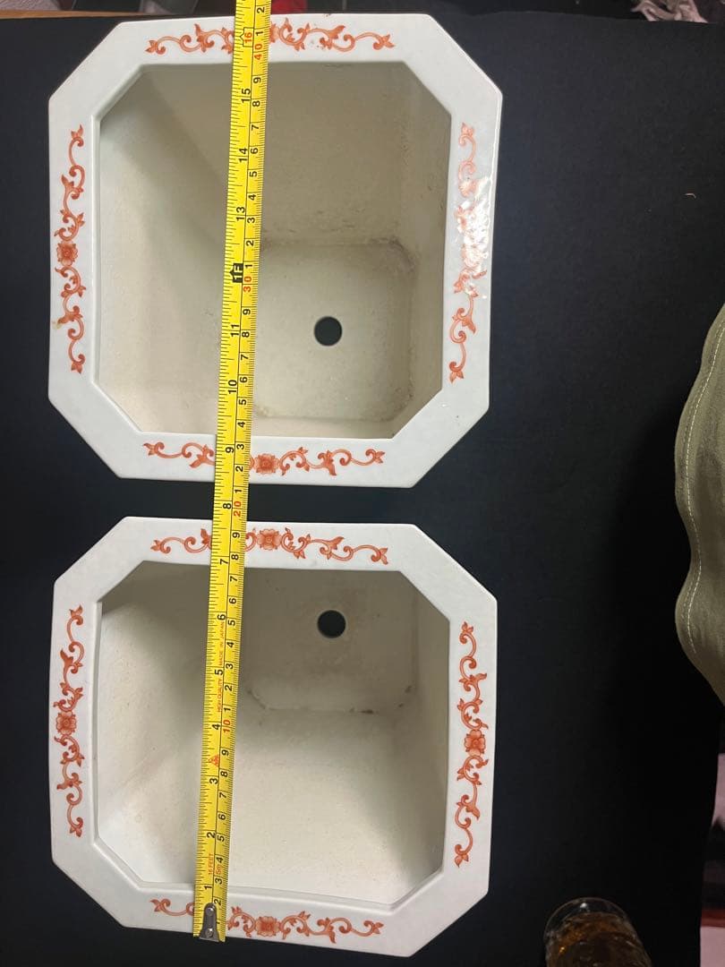 中国美術 磁器 粉彩古盆器 植木本 盆栽鉢 古陶磁器 2点セット