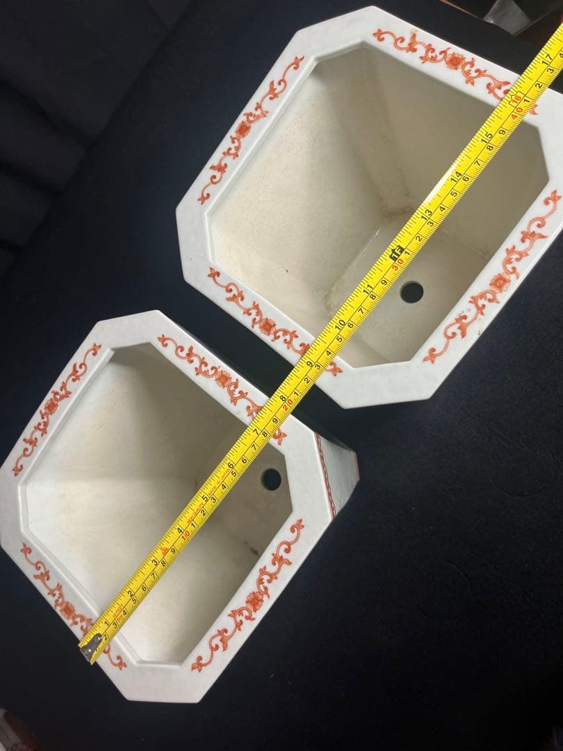 中国美術 磁器 粉彩古盆器 植木本 盆栽鉢 古陶磁器 2点セット