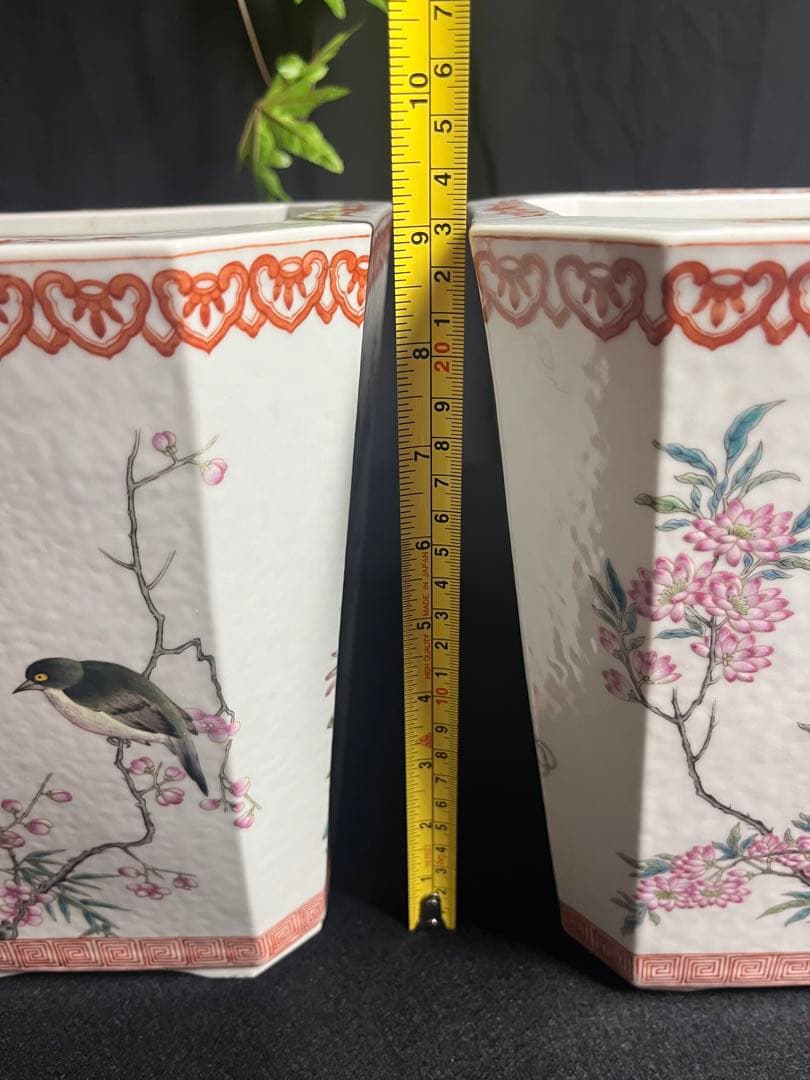 中国美術 磁器 粉彩古盆器 植木本 盆栽鉢 古陶磁器 2点セット