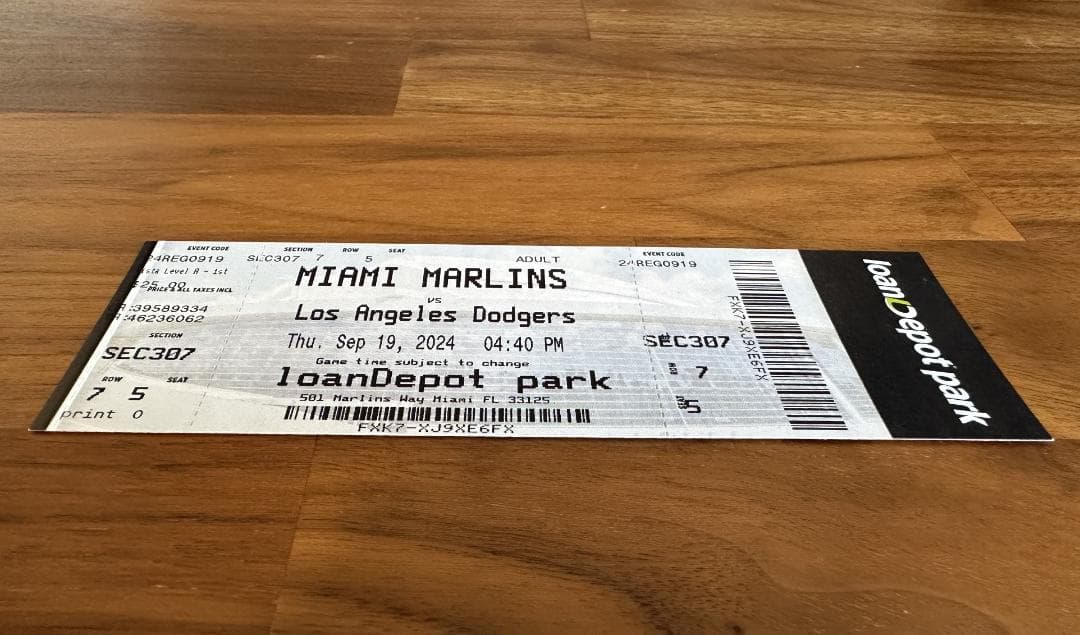 大谷翔平 50-50達成試合 未使用チケット 列席7/5（大谷選手の誕生