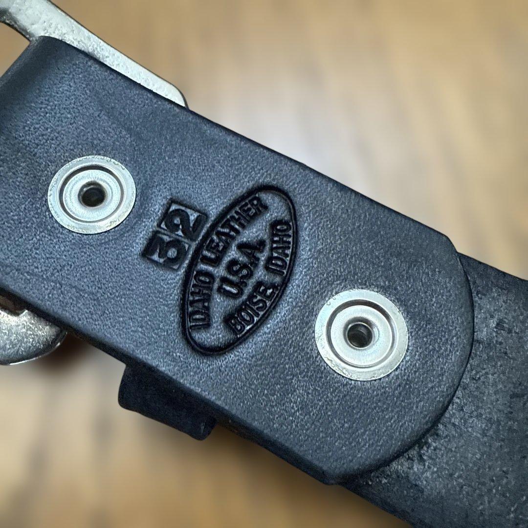 IDAHO LEATHER バスケットスタンプ　レザーベルト　八角バックル　碇印