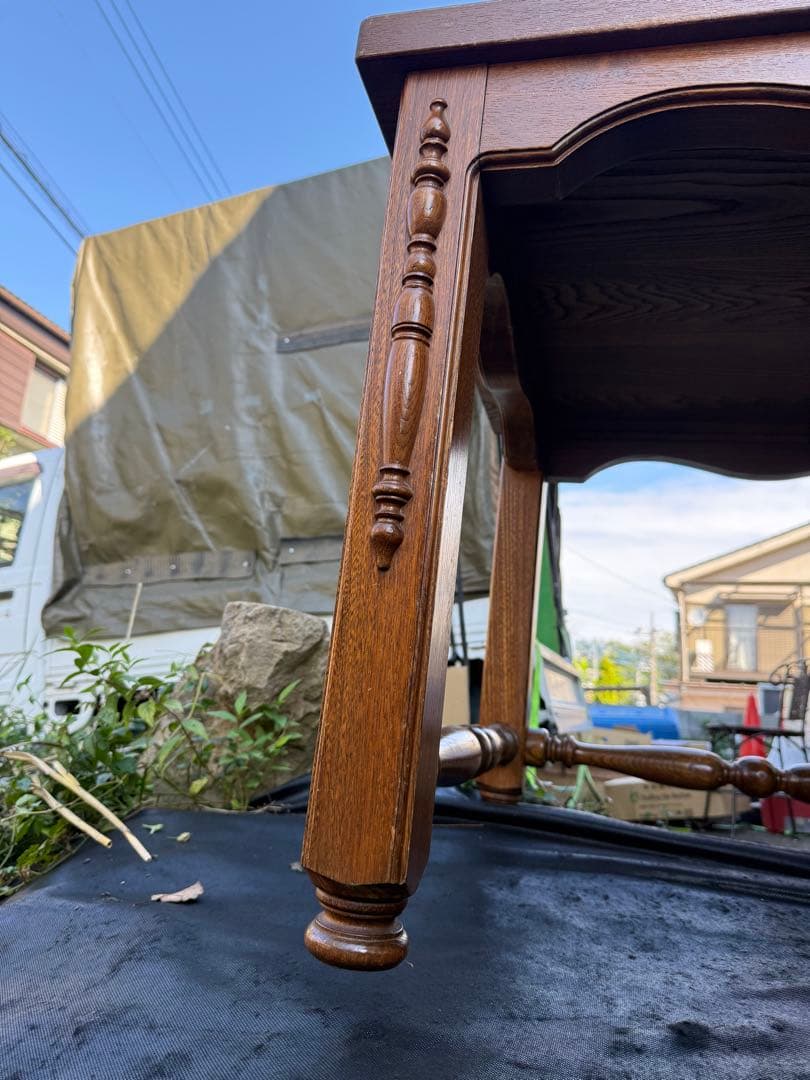 引き取り限定！埼玉　アンティーク調 木製書斎机 クラシックデスク オーク風