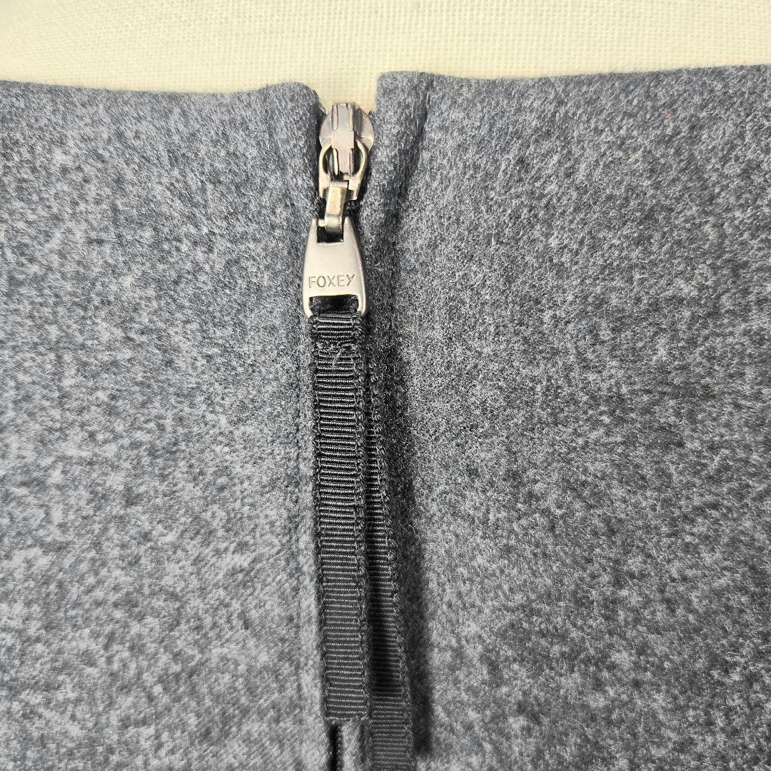 FOXEY フォクシー 40 ワンピース 刺繍 ウール L フォーマル グレー