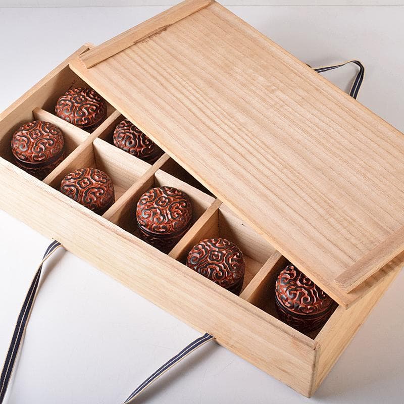 ぶりぶり様専用 中国 堆朱 堆黒 倶利雕 棗 十点 時代箱付 F R8377B