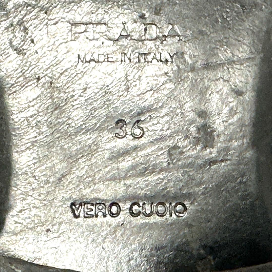 美品✨PRADA プラダ 36/約23.5㎝ ローファー レザー ヒール 黒