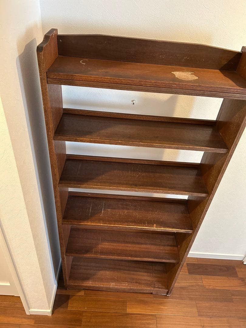 本棚・シェルフ・レトロ・アンティーク木製本棚・木製5段シェルフ ブラウン167㎝