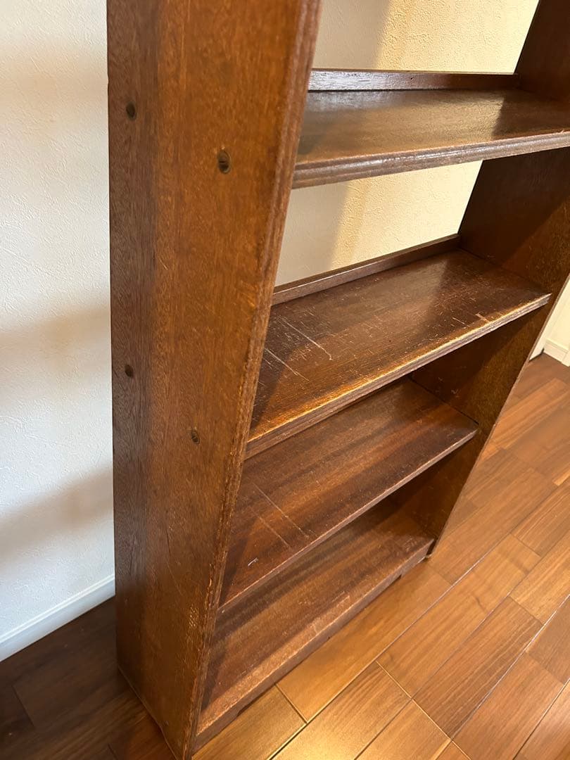 本棚・シェルフ・レトロ・アンティーク木製本棚・木製5段シェルフ ブラウン167㎝