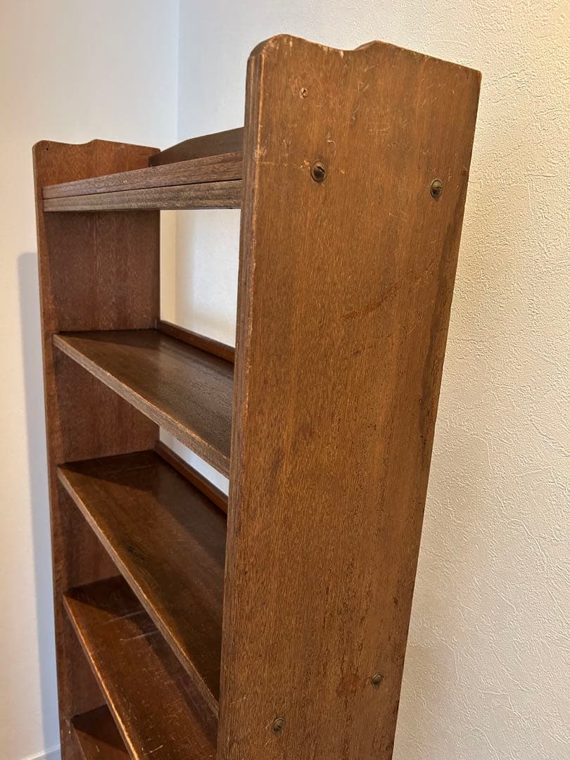 本棚・シェルフ・レトロ・アンティーク木製本棚・木製5段シェルフ ブラウン167㎝