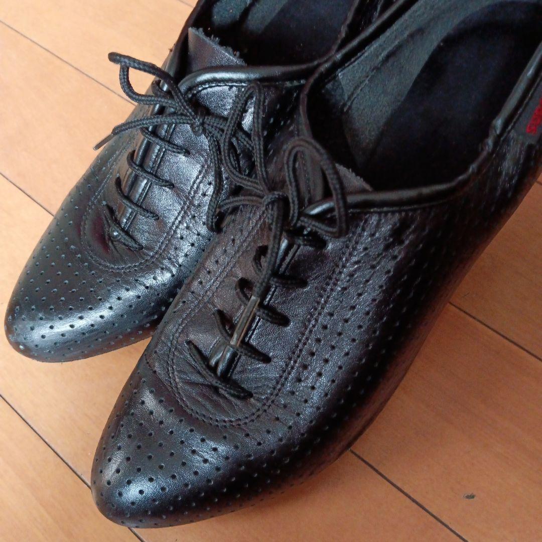 スーパー 社交ダンスシューズ 黒 レザー