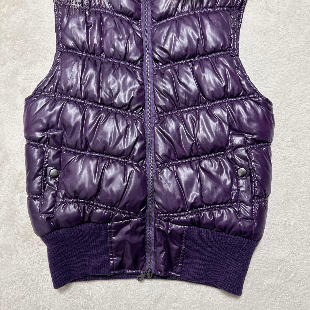 y2k 00s 3way ファー ダウンベスト 紫 お兄系 平成 短丈 光沢 - メルカリ