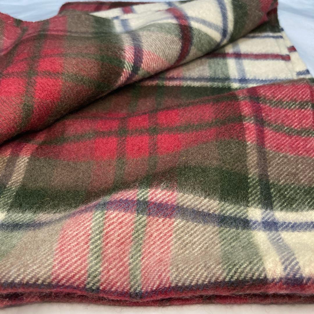 美品 ジョンストンズ カシミヤ100％ 中大判ストール ボルドー チェック