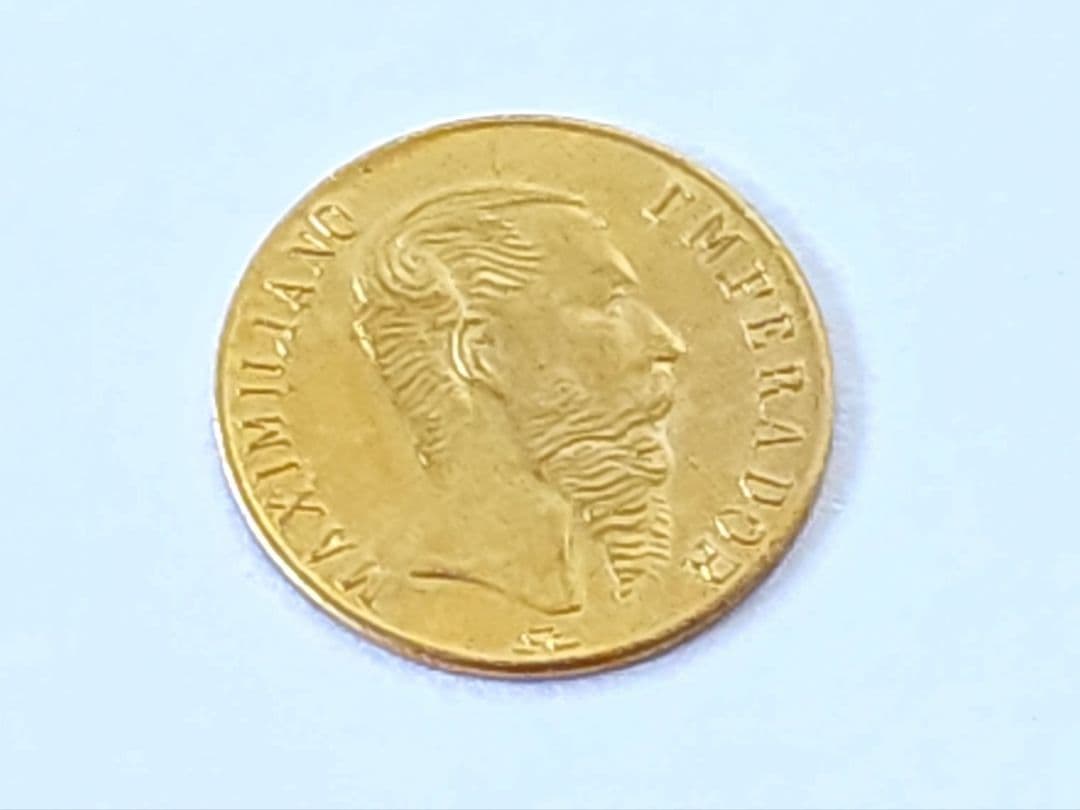 メキシコ 1ペソ金貨 マクシミリアン皇帝 1865年 ゴールド 世界最小の