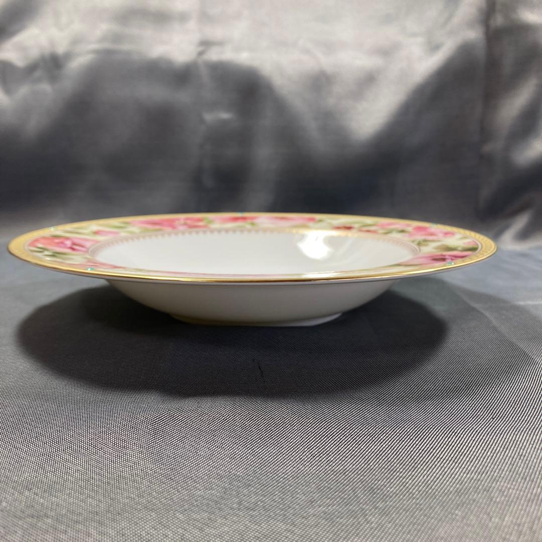 ノリタケ　ハートフォード　プレート　スープ　ピンク　ローズ　バラ