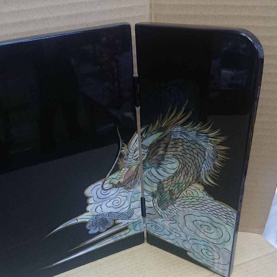 螺鈿屏風　龍虎